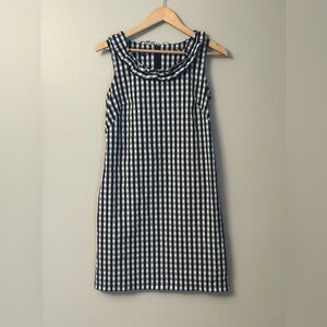 Talbots Navy and White Gingham Sleeveless Shift Dress Size 6